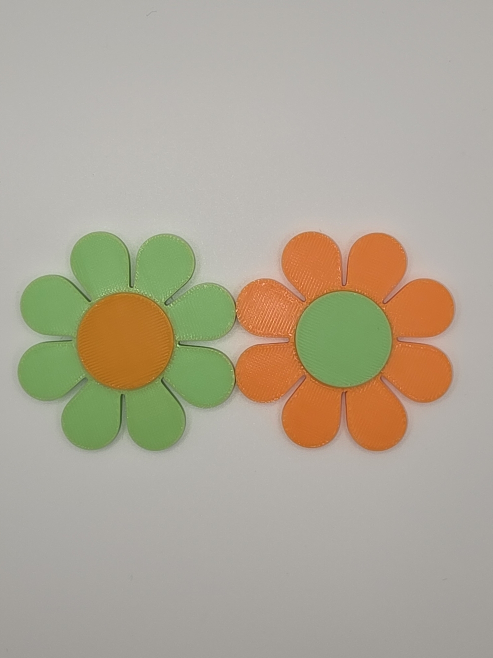 Green and Orange Flower Magnets - 3D Printed